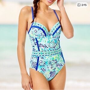 Lilly Pulitzer women’s One Piece - Blue and Green Pattern
